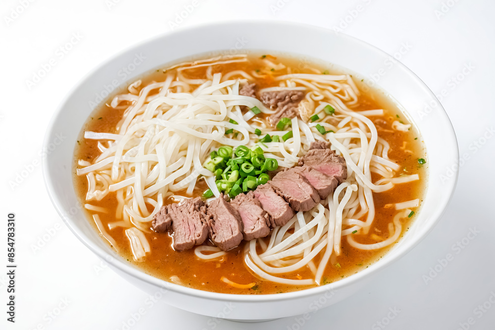 Closeup of Vietnamese Pho with Beef and Noodles Closeup of Vietnamese Pho with Beef and Noodles