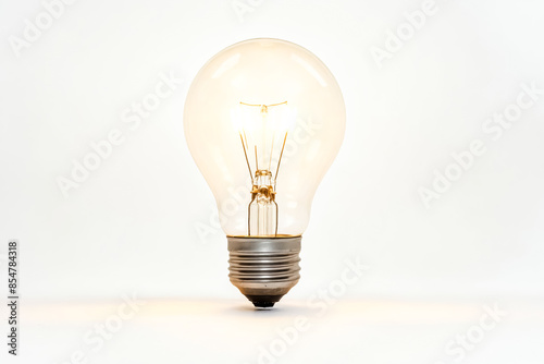 Closeup of a light bulb on a white background