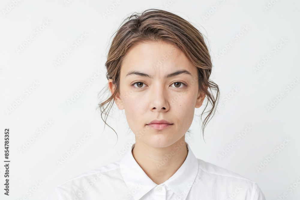 Portrait of a young woman with serious expression Portrait of a young woman with serious expression