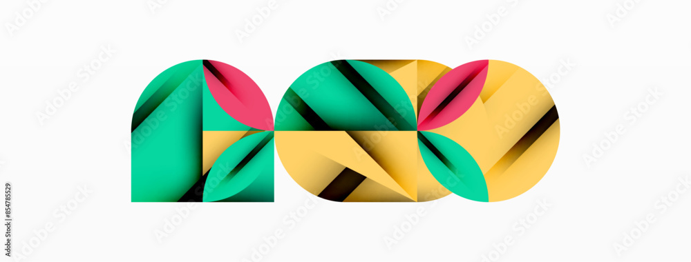 Circle, square and flower petal geometric background. Round shapes composition for wallpaper, banner, background or landing Circle, square and flower petal geometric background. Round shapes composition for wallpaper, banner, background or landing