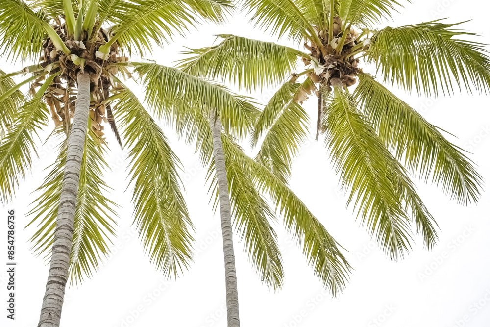 Fototapeta premium Palm Tree Fronds Against a White Background