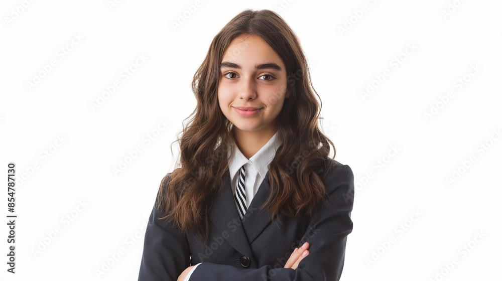 High school student on white background High school student on white background