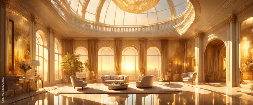 Obraz premium Gold real estate house investment property business on a golden background design.