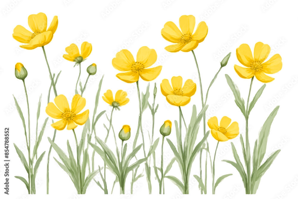 Yellow Flowers in Watercolor Style Yellow Flowers in Watercolor Style