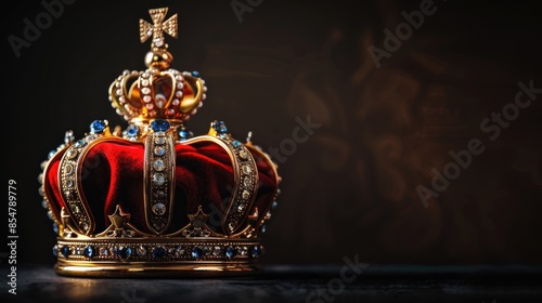 Royal coronation crown on black background