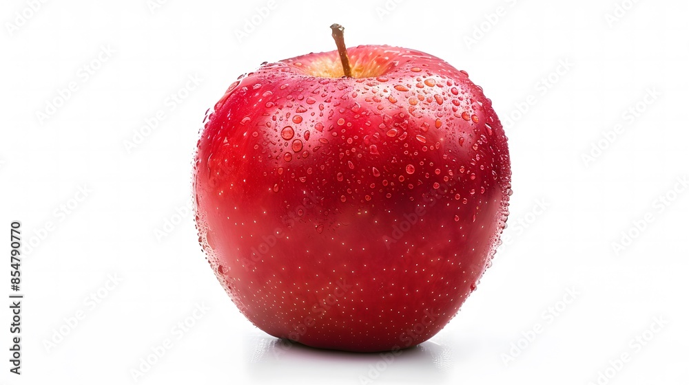 Giant Realistic Apple Close-up with Water Drop on White Background Giant Realistic Apple Close-up with Water Drop on White Background