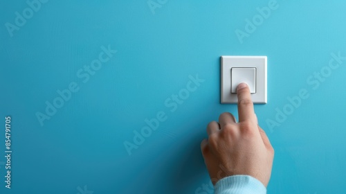 Finger turning light switch on off with empty space