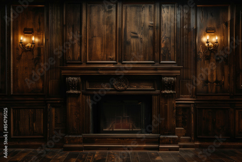 Deep walnut wooden background with rich brown tones: Warm and inviting, great for classic or traditional styles, the deep walnut and rich brown tones create a cozy and elegant look © AI_images