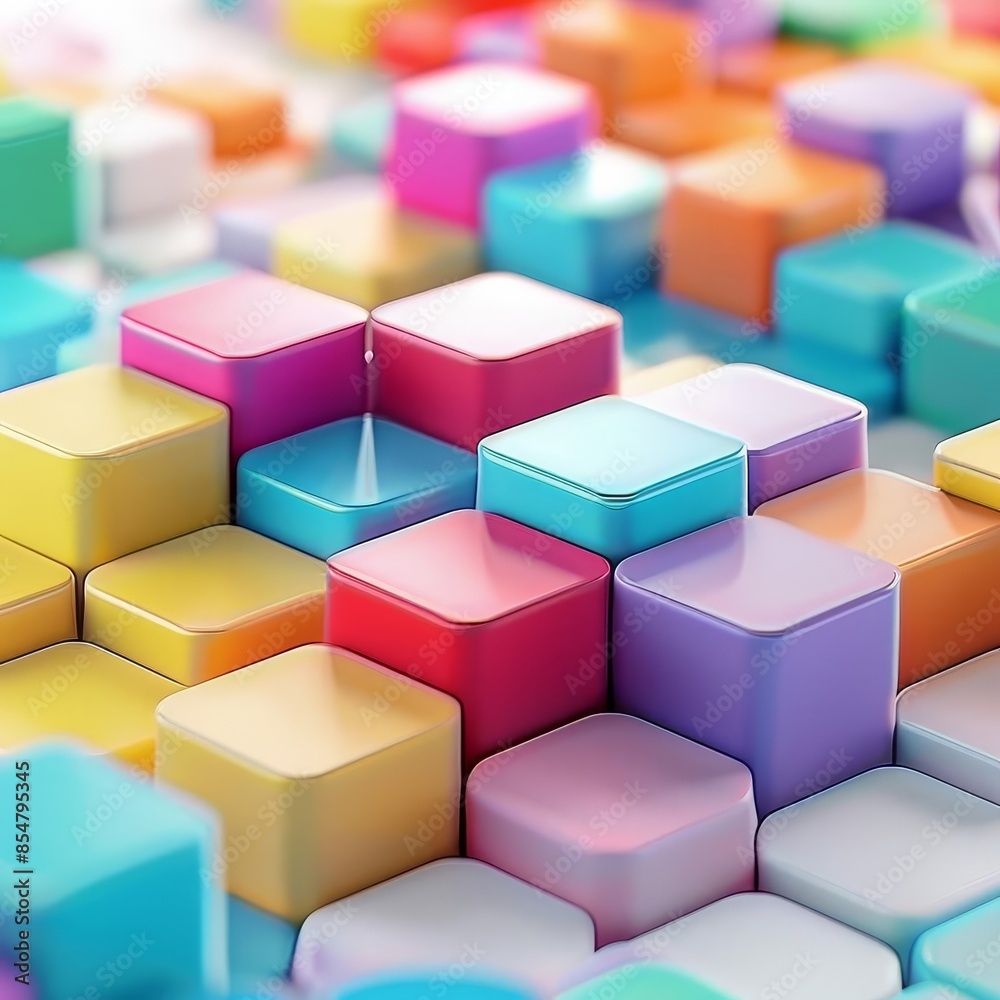 Abstract colorful blocks arranged in a pattern.