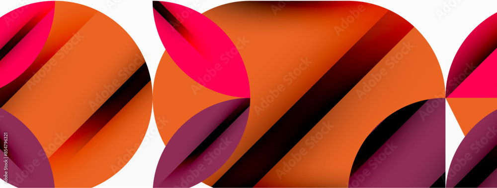 Circle, square and flower petal geometric background. Round shapes composition for wallpaper, banner, background or landing Circle, square and flower petal geometric background. Round shapes composition for wallpaper, banner, background or landing