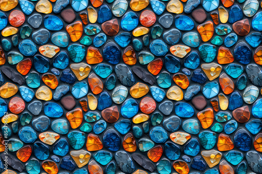 Mosaic blue seamless pattern