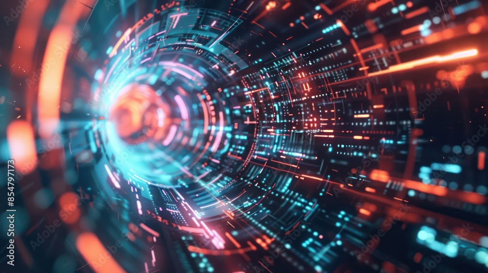 Modern hi-tech, science, futuristic technology concept. Abstract digital high tech city design for banner background