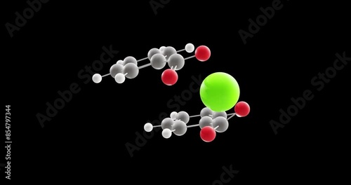 Calcium benzoate molecule, rotating 3D model of preservative e213, looped video on a black background photo