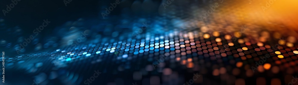 Fototapeta premium Abstract blurred background with blue and orange lights.