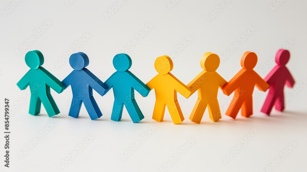 team of people made of paper holding hands, 3D paper Illustration team of people made of paper holding hands, 3D paper Illustration
