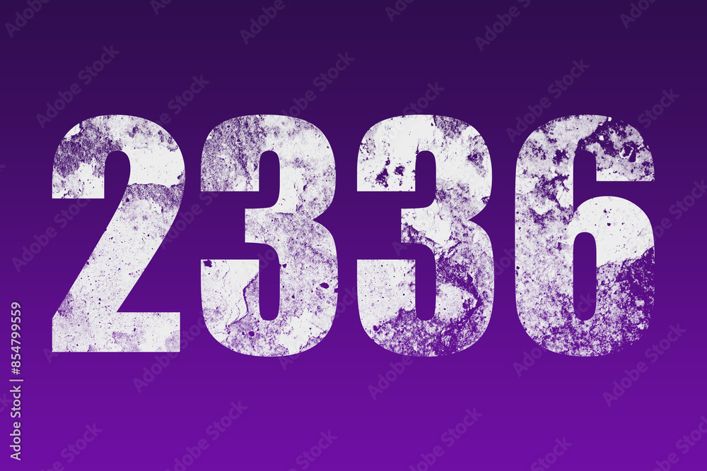 flat white grunge number of 2336 on purple background.	