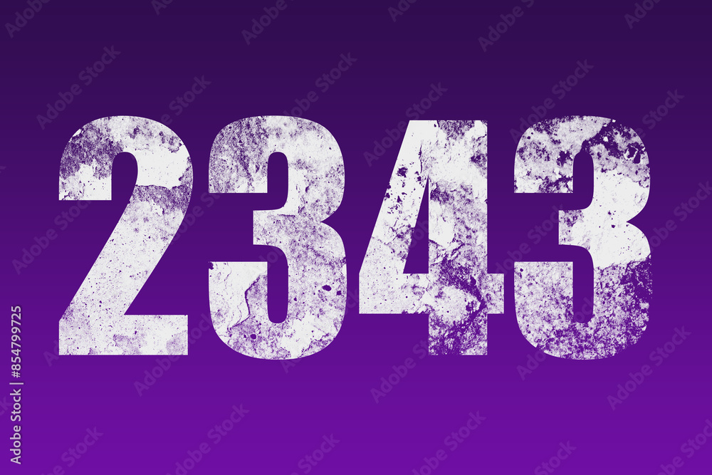 flat white grunge number of 2343 on purple background. flat white grunge number of 2343 on purple background.