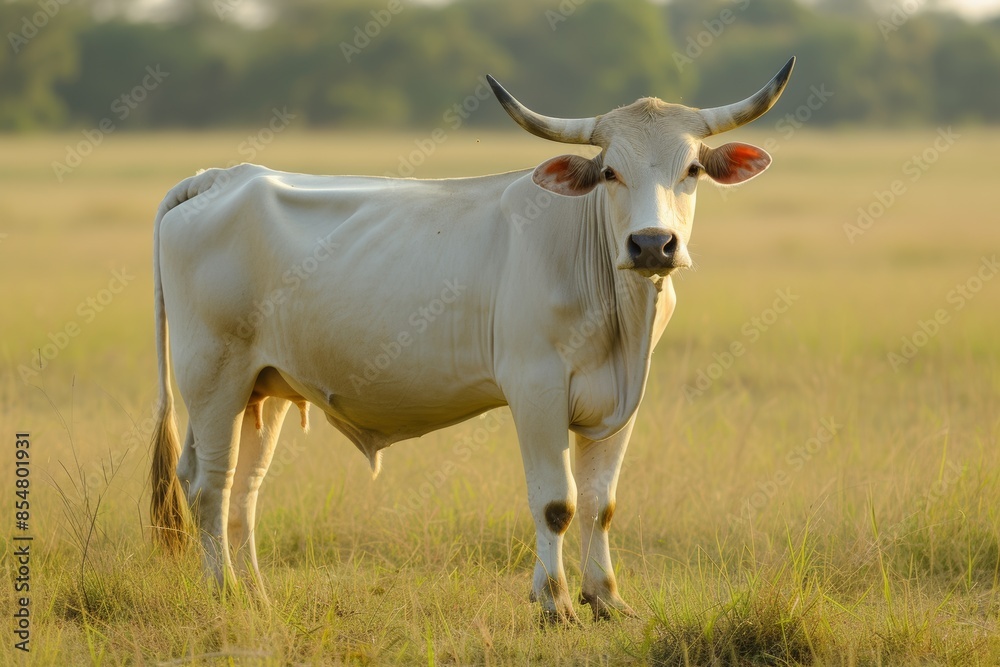 view from side body of a Brahmans Cow standing on grass, Awe-inspiring, Full body shot ::2 low Angle View view from side body of a Brahmans Cow standing on grass, Awe-inspiring, Full body shot ::2 low Angle View