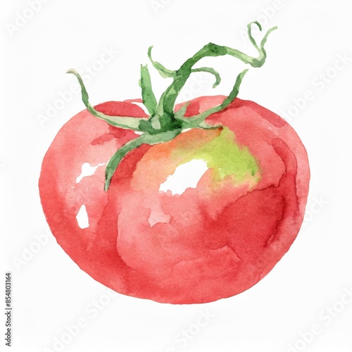 Hand drawn watercolor red tomato vegetable isolated on white background