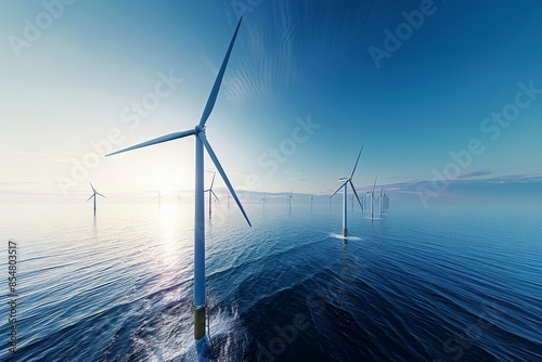 Wind Farm in Blue Waters - Generative AI