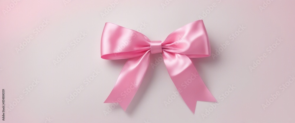 Elegant pink satin ribbon bow on pastel pink background, perfect for celebrations, gifts, and festive decorations. Elegant pink satin ribbon bow on pastel pink background, perfect for celebrations, gifts, and festive decorations.