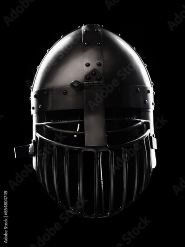 Medieval armor protection. Knight helm.