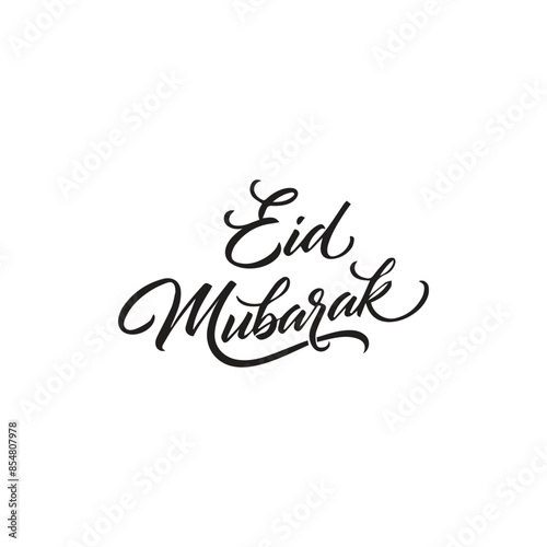 Eid Mubarak lettering card. Vector calligraphy isolated on white background