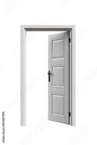 open white door and door frame, transparent background