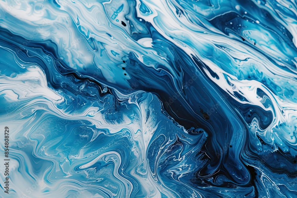 Abstract background with blue and white paint strokes in a closeup view of liquid. --ar 125:83 Job ID: 61e4fdd9-0b7a-4418-8726-b889916f8cda Abstract background with blue and white paint strokes in a closeup view of liquid. --ar 125:83 Job ID: 61e4fdd9-0b7a-4418-8726-b889916f8cda