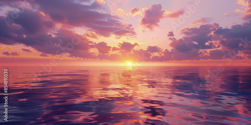 Ocean Tranquility  Sun Setting on Calm Sea Waters © Lidok_L