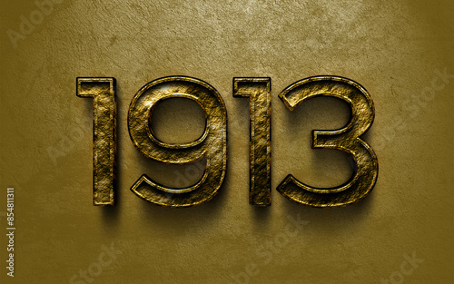 Tableau sur toile 3D dark golden number design of 1913 on cracked golden background