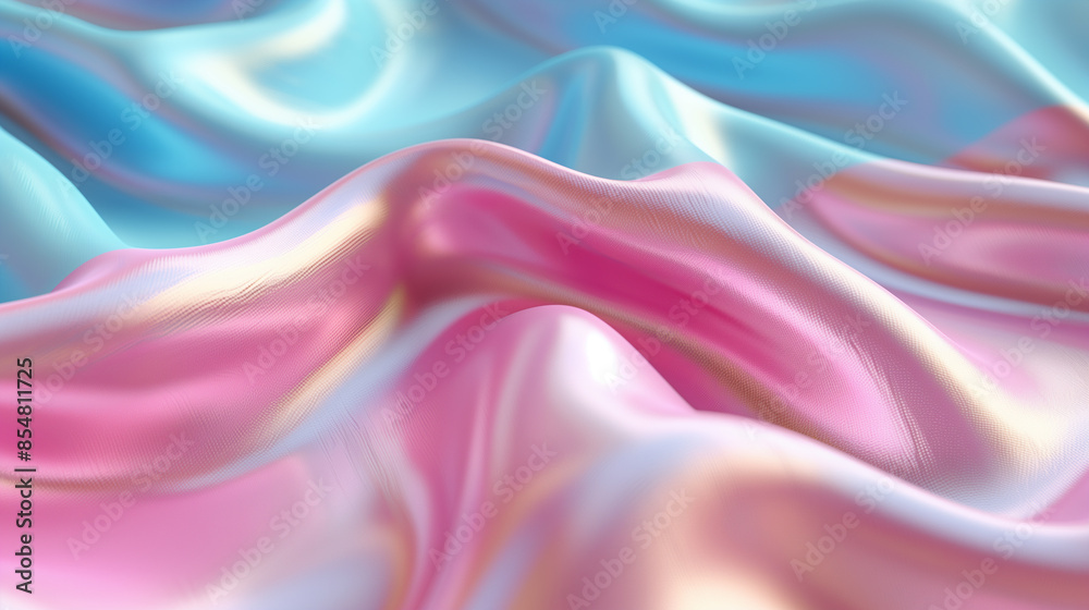 Obraz premium Pink and blue satin fabric waving