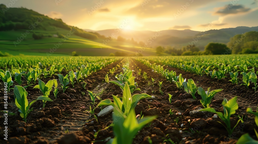 Agriculture industry template with natural elements, green tones, and clear content areas Agriculture industry template with natural elements, green tones, and clear content areas