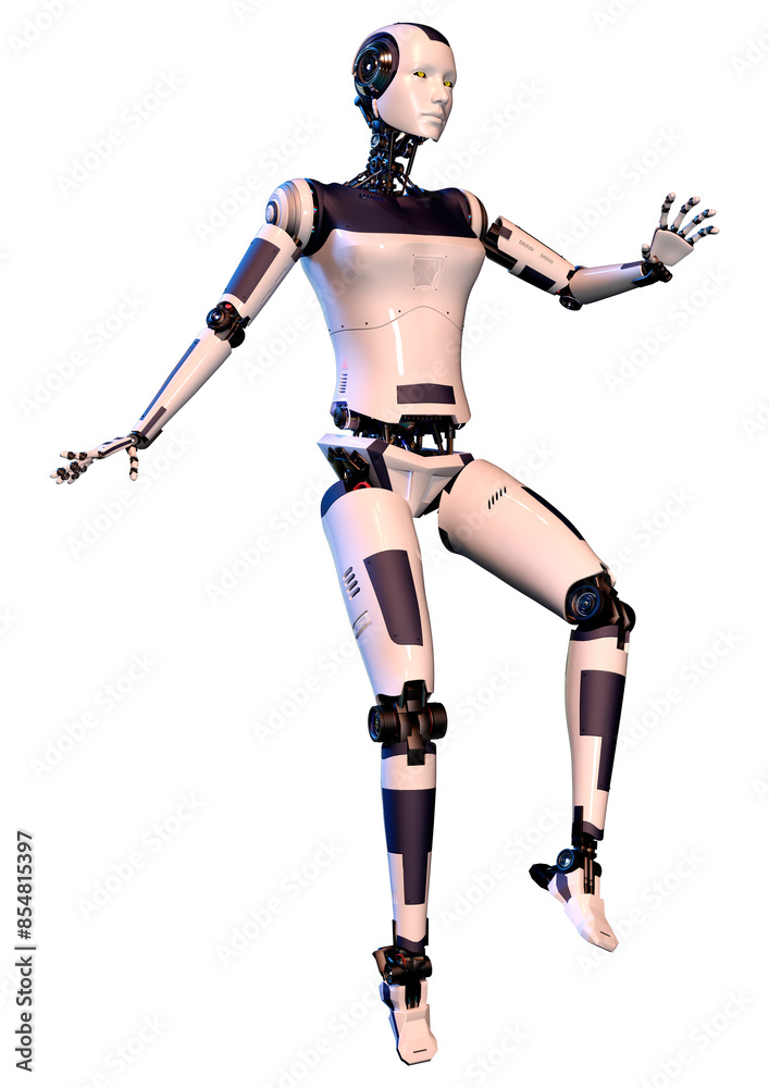 3D Rendering Female Robot on White 3D Rendering Female Robot on White