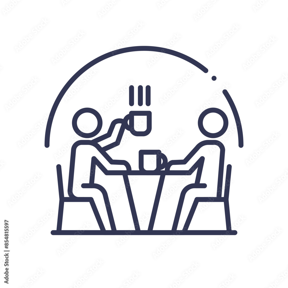 Two people enjoying a coffee break together at a table. Two people enjoying a coffee break together at a table.