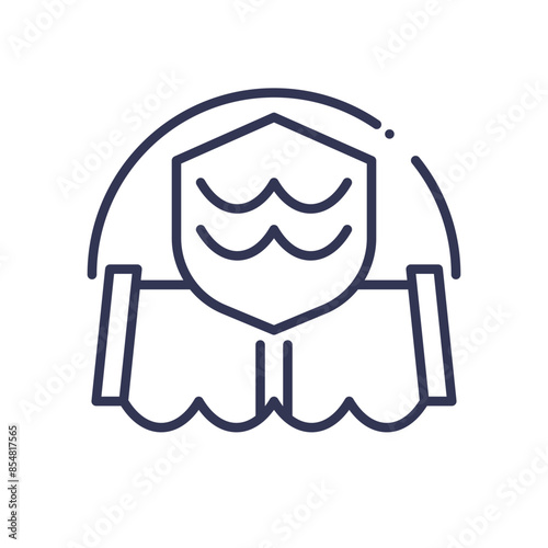 Icon representing flood regulation with a shield and water waves.