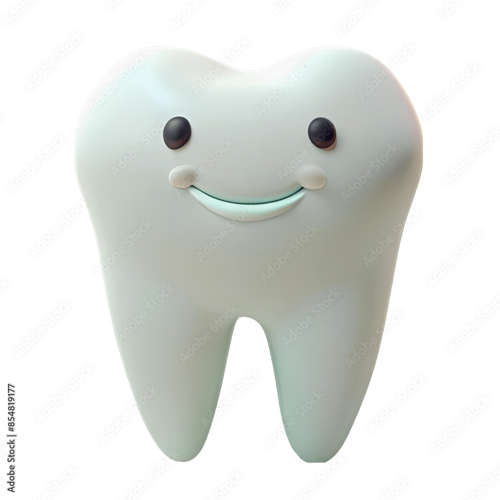 A cartoon tooth is smiling and has a happy expression A cartoon tooth is smiling and has a happy expression