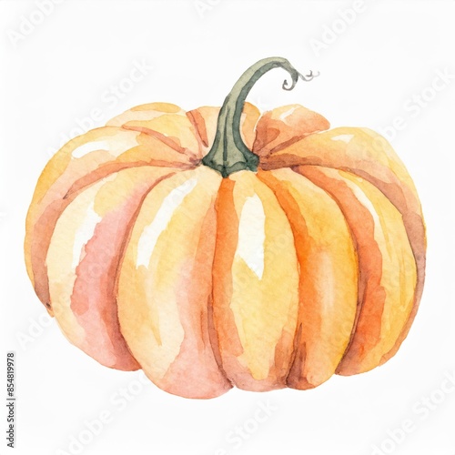Hand drawn watercolor pumpkin vegetable isolated on white background