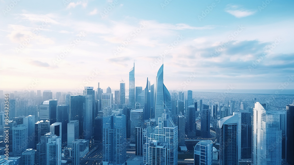 Cityscape, panoramic background image of skyscrapers from the air Cityscape, panoramic background image of skyscrapers from the air