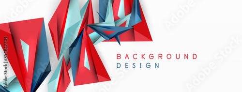 Minimal geometric abstract background. Low poly dynamic triangle design. Trendy techno business template for wallpaper, banner, background or landing
