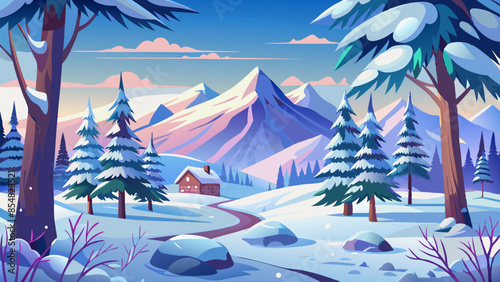 Winter landscape with snow-covered trees