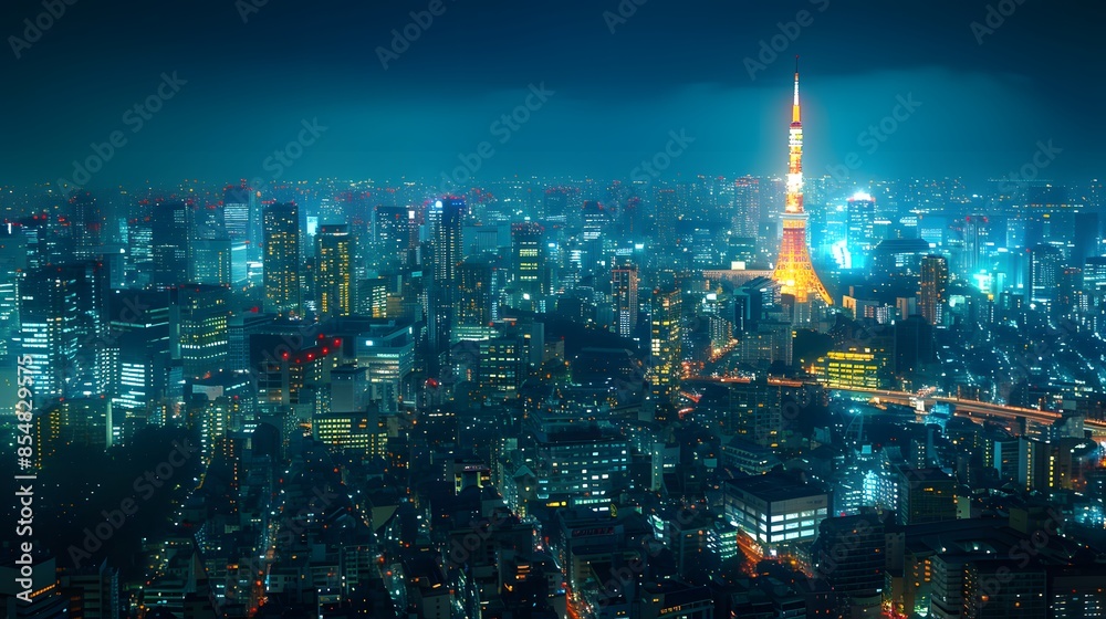 Obraz premium Tokyo cityscape at night