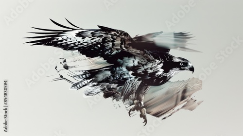 Duotone illustration of Eagle And Falcon photo