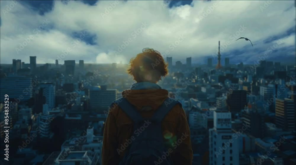Urban Explorer Overlooking the Cityscape Urban Explorer Overlooking the Cityscape