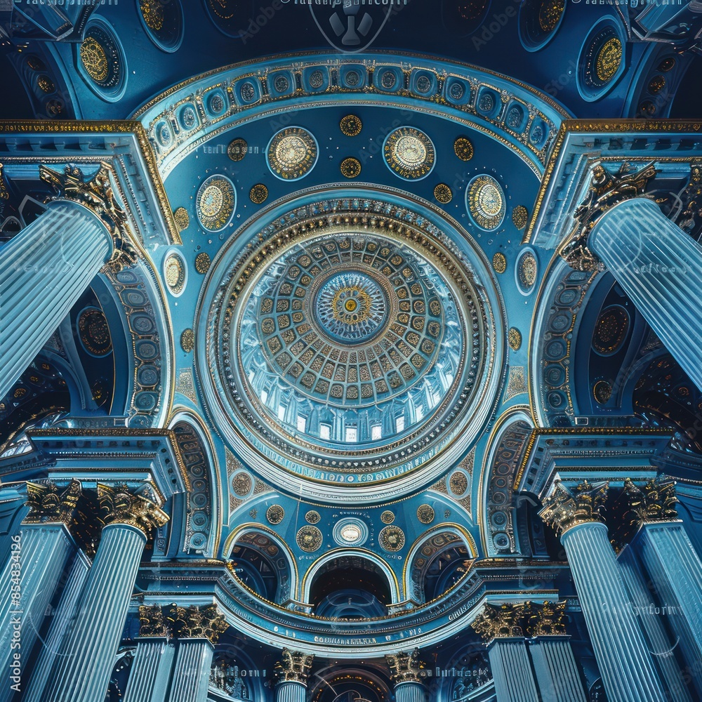 Naklejka premium Ornate Dome and Blue Columns