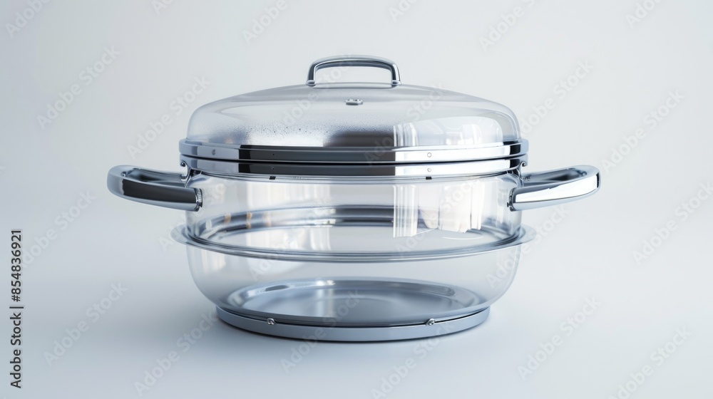 A clear glass pot with a lid sitting on a table, perfect for displaying or storing small items A clear glass pot with a lid sitting on a table, perfect for displaying or storing small items