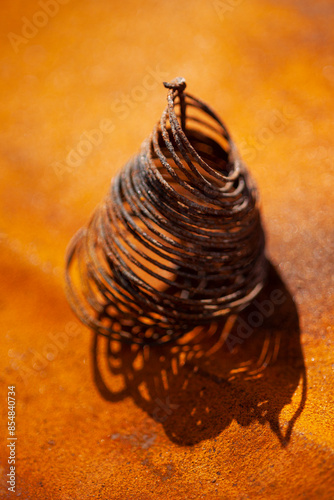 Burnt iron objects after a fire