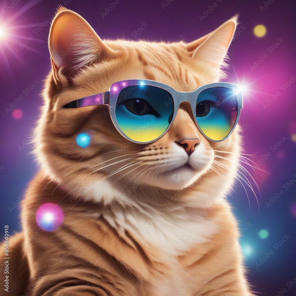 cat in party hat and sunglasses, happy anniversary concept panoramic layout, Generate AI cat in party hat and sunglasses, happy anniversary concept panoramic layout, Generate AI