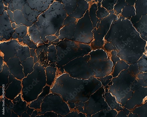 Epoxy wall with intricate marbling of black and copper, perfect for modern interiors,