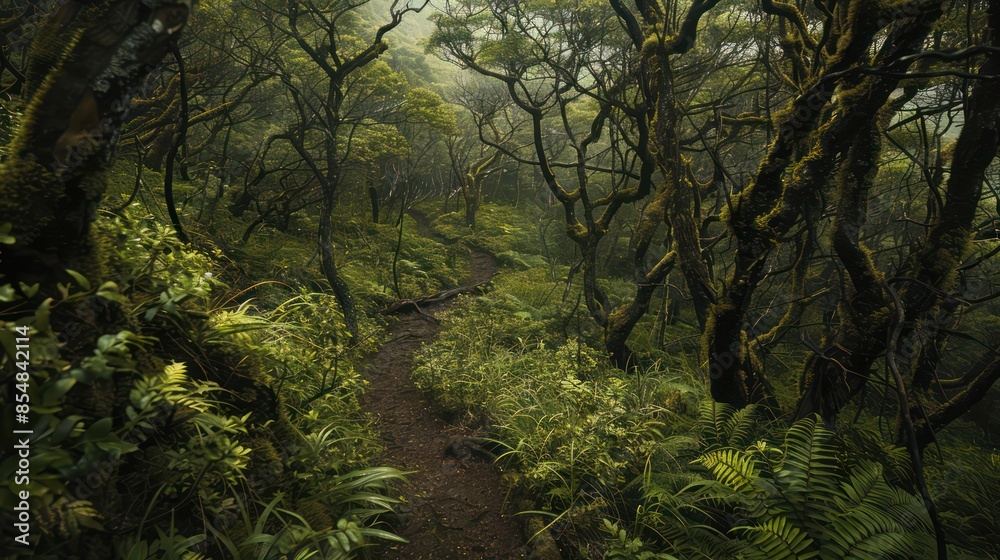 Obraz premium spring forest nature landscape, beautiful spring stream, river rocks in mountain forest